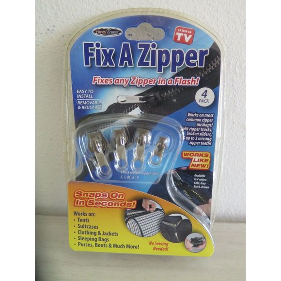 As Seen on TV, Fix A Zipper, 4 Pack, Brown, Replaces Zipper Sizes 3, 5, 8C, & 10 - Picture 1 of 3
